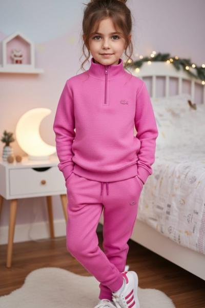 LACOSTE ÇAKIL TAŞI YARIM FERMUARLI KIZ TAKIM Pembe