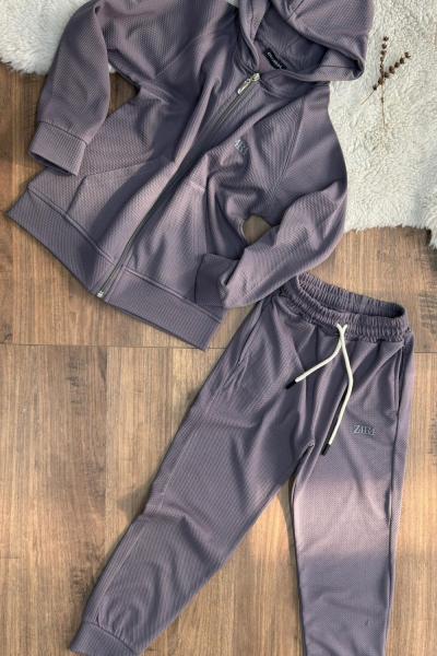 YENİ ZAR4 KAPŞONLU TAM FERMUARLI EŞOFMAN TAKIMI Gri